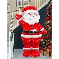 Kit 4 Balão Papai Noel de Natal Grande a Ar 3D Fica em Pé Facil de Encher