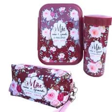 Kit Dia Das Mães Marmita Com Talheres E Copo E Necessaire