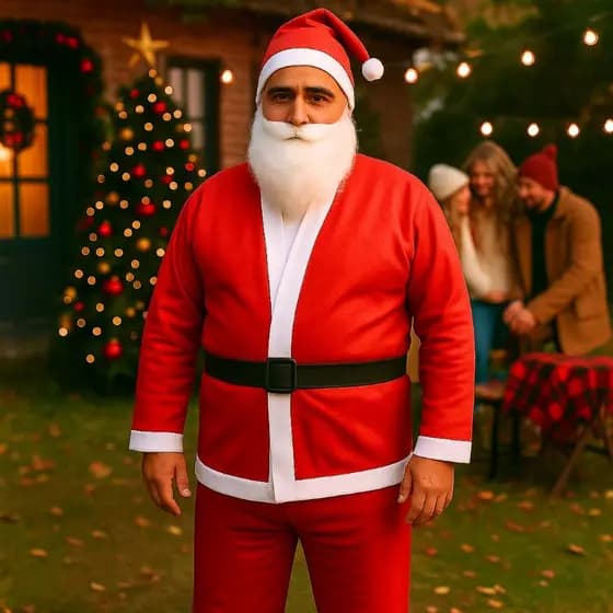 Roupa Fantasia Papai Noel Completo Ajustável 5 Itens