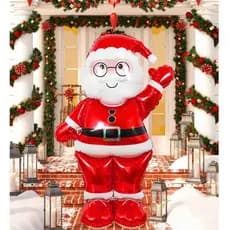 Balão Papai Noel de Natal Grande a Ar 3D Fica em Pé Facil de Encher