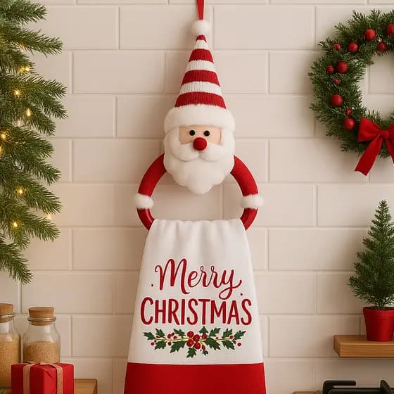 Kit Suporte de Toalha de Prato Cozinha Lavabo Banheiro Natal