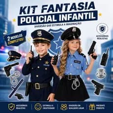 Conjunto 8 Peças De Fantasia Crianças Uniforme Policial Fantasia Cosplay 90 - 130 Cm