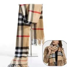 Lenço Cachecol Longo Feminino Xadrez Pashmina Sintética Inverno