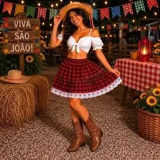 Saia Xadrez Festa Junina Juvenil Adulto Fantasia Caipira Quadrilha Sortidas Caipira Arraiá São João Festa Julina