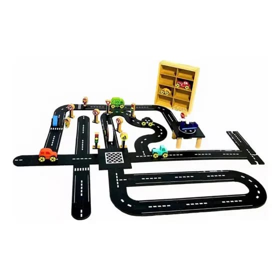 Brinquedo Pista Carrinho Infantil Educativo Madeira Cidade C