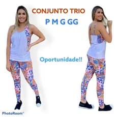 Conjunto de academia calça leg+blusa c/topper embutido moda fitness TpAMANHO P moda fit top calça legging roupa academia