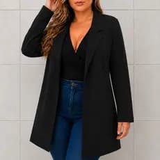 Sobretudo Feminino Max Blazer Plus Size Alongado Neoprene Casaco Frio