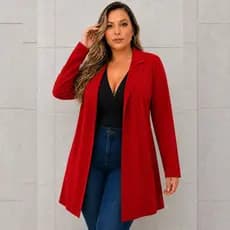 Sobretudo Plus Size Feminino Maxi Blazer Alongado Casaco G1 G2 G3