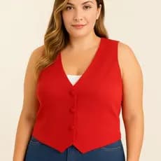 Coletinho Curto Plus Size Feminino Social Alfaiataria Botões Festa Natal