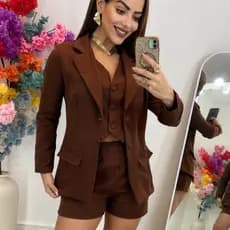 Blazer Alfaiataria Social Feminino Longo Com Botão Inverno Elegante