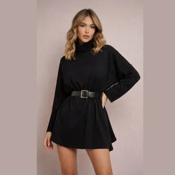 Poncho Lanzinha Feminino Vestido Manga Comprida Blusão Inverno