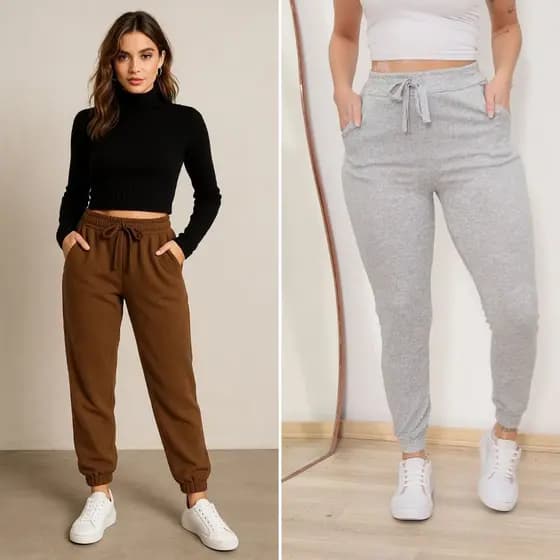 Kit 2 Calça Lanzinha Feminina Joguer Com Bolso Elegante