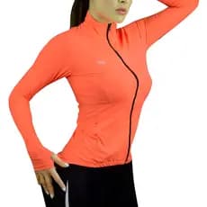 Camisa Térmica Feminina Proteção UV Blusa Ciclista Zíper Frontal