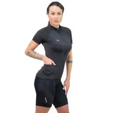 Blusa Ciclista Manga Curta Feminina Camisa com bolsos Proteção Solar UV 50+