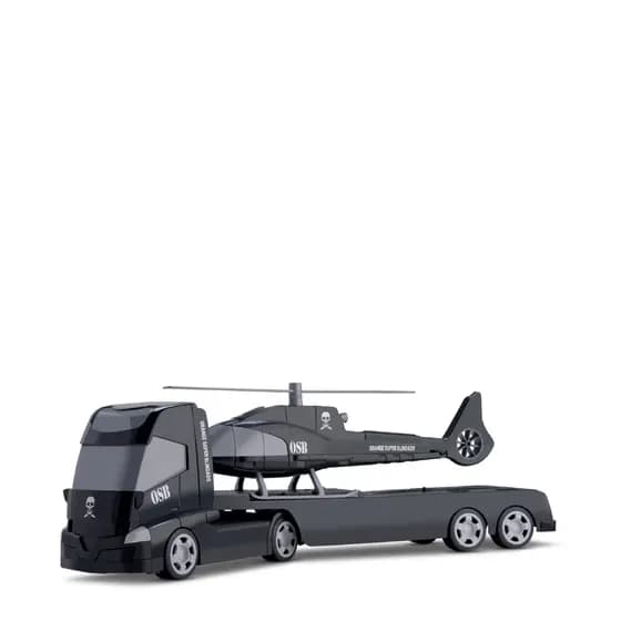 Brinquedo Caminhão Helicóptero Transporte Aéreo Blindado Orange Toys