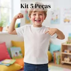 Kit 5 Camisetas Infantil Lisa Básica 100% Poliéster Para Sublimação Estampas Personalizadas Atacado