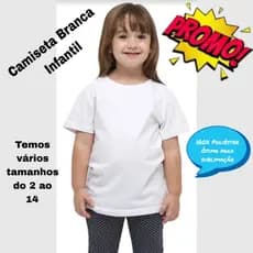Camiseta Infantil Branca 100% poliéster Sublimação Malha Premium Atacado Escola Uniforme Sublimação