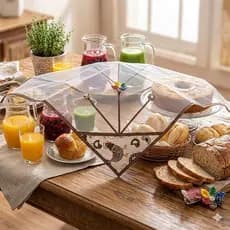 Cobre Lanche Mosquiteiro Protetor Alimentos Mesa Posta Decoração Casa Artesanato Premium Atacado