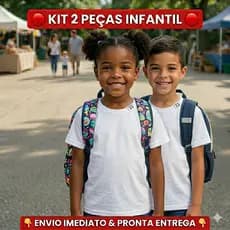 Kit 2 Camisetas Infantil Branca Poliéster Premium Lisa para Sublimação e Escolar