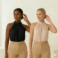 2 Peças Blusa Feminina Gola Alta Não Amassa Casual Social Trabalho Festa Atacado Tamanho Único