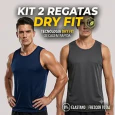 Kit 2 Regatas Masculinas Dry Fit Esportiva Academia Treino Corrida Leve e Respirável Alta Qualidade