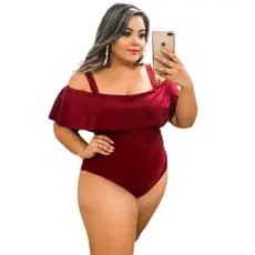 Body Plus Size Babado Blusinha De Mulher Blusa Feminina Praia Piscina Maiô veste 48-50