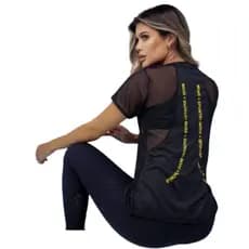 Blusa Tule Academia Feminina Transparente Comprida Tapa bumbum Veste Leg Veste36a42