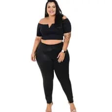 Calça Legging Cirrê Nervura Tratorada Plus Size Skinny
