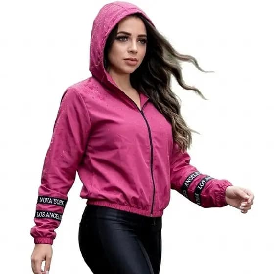 Jaqueta Corta Vento Feminina Impermeável Com Capuz Academia Corrida Casual Premium