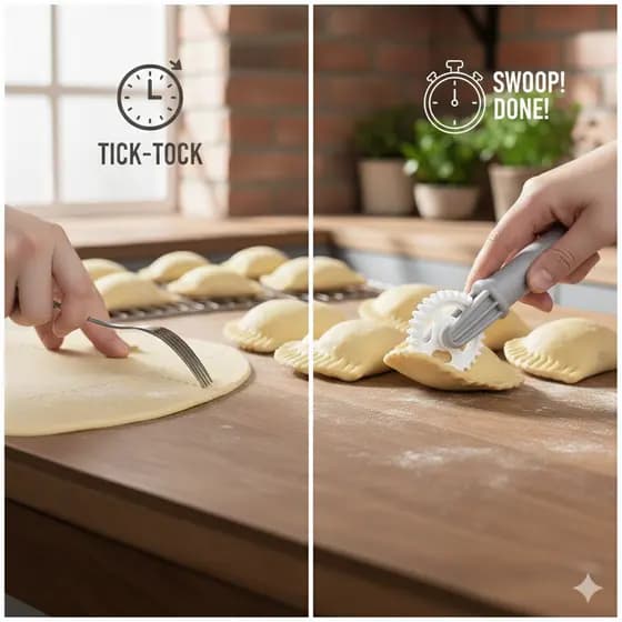 Carretilha de Cortar Massa de Pastel e Macarrão Corta E Fecha Pastel Ravioli Fechador De Massas