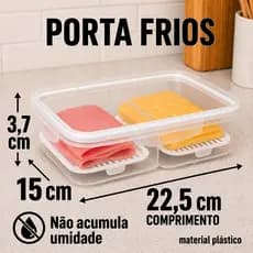 Porta Frios para Geladeira Hermético Branco Empilhável com Base Escorredora Removível