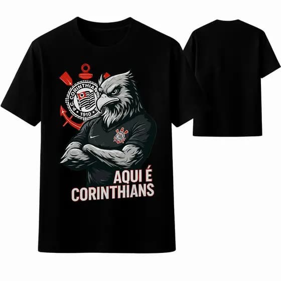 Camiseta Unissex Time Gavião Aqui É Corinthians Camisa 100% Algodão Envio Imediato Polar Clothing Store