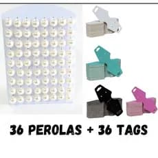 36 Pares De Brinco Pérola + 36 Tags Para Brincos Promoção Acessórios Mulheres Noivas