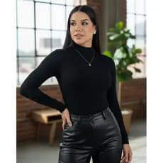 Blusa Cacharrel Feminina Manga Longa Gola Alta Inverno