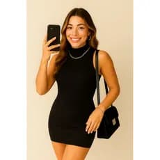 Vestido Feminino Regata Gola Alta Curto Tubinho