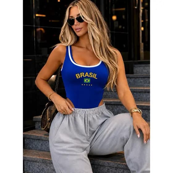 Body Feminino Cavado Brasil Copa Brasil Core Torcedora