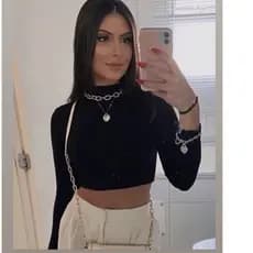 Cropped gola alta Feminina Canelado Manga Longa