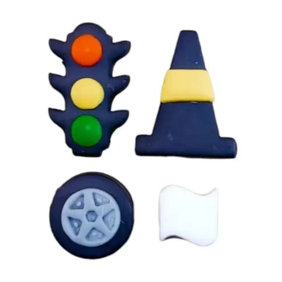 Molde de Silicone Kit Trânsito P cód 2059 - Semáforo, Cone, Pneu, Bandeira