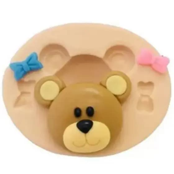 Molde de Silicone Cabeça Urso P cód 1273 / Chá de bebê, fralda, revelação