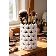 📢 Porta Caneta Decorativo 3D com Corações – Organizador de Mesa e Porta Pincel ✨