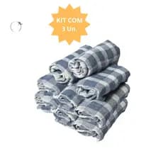 Pano De Chão Saco Xadrez 65cm x 44cm Kit Com 3 Peças