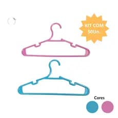 kit 50 unidades Cabide Reforçado cores Baby infantil bebê colorido para roupa