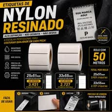 Etiquetas Nylon Resinado Branco Para Composição Rolo 50m