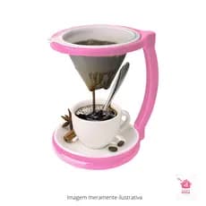 Faz Café individual acompanha coador lávavel na cor rosa