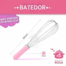 Batedor fue inox cozinha e receita para sua casa 30 cm (Inox) Vermelho / Amarelo / Branco / Rosa