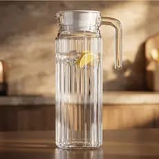 Jarra Vidro Slim Canelada 1 Litro para Porta de Geladeira Com Tampa Agua Suco Elegante
