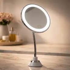 Espelho De Aumento Maquiagem Zoom 10x Redondo Led Com Ventosa Iluminação Regulável Usb