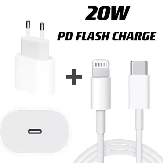 Kit Carregador De iPhone Fonte com Cabo Carregamento Rápido 1m 20w