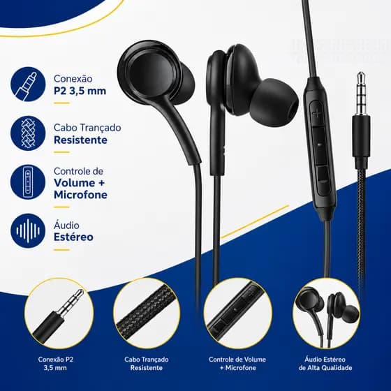 Fone De Ouvido Compatível Com Samsung