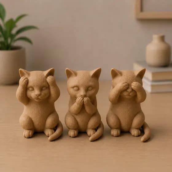 Trio Gatinhos da Sabedoria Decorativos  – 8 cm altura maior da shopee, decoração, casa moderna, enfeite sala, mimo, casa